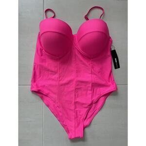 Fashion Nova Swim Rory One Piece Swimsuit Beach Summer Hot Pink